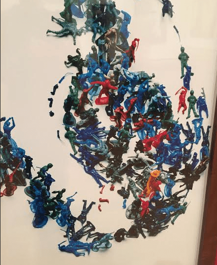 When you look closely at the horse's nose, you can see that this art was completed with toy soldiers